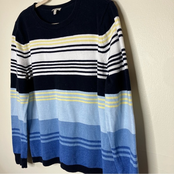 Talbots blue striped cotton knit sweater XL - Picture 2 of 5